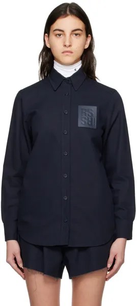 Темно-синяя рубашка облегающего кроя Raf Simons