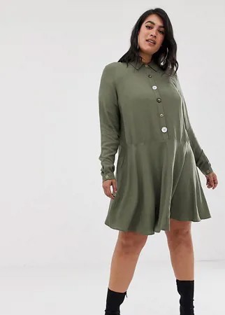 Свободное платье-рубашка мини с контрастными пуговицами ASOS DESIGN Curve-Зеленый