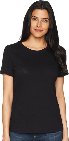 Футболка Lilla P Short Sleeve Back Seam Tee in Loose Knit Slub, черный