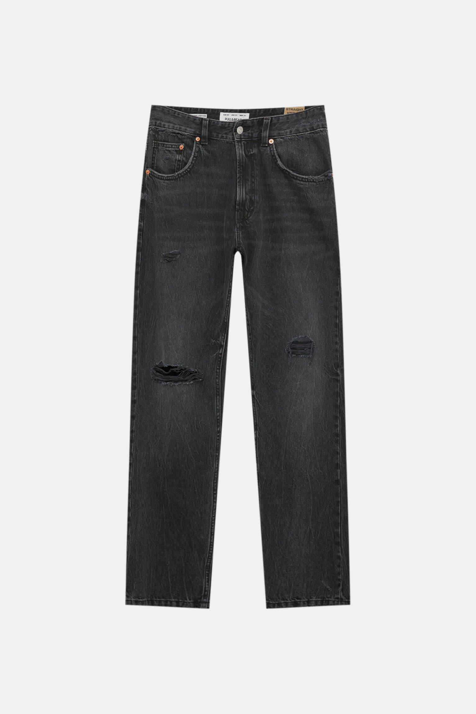 Джинсы мужские Pull&Bear PUL551687815 черные 44 EU. Доставка из-за рубежа.