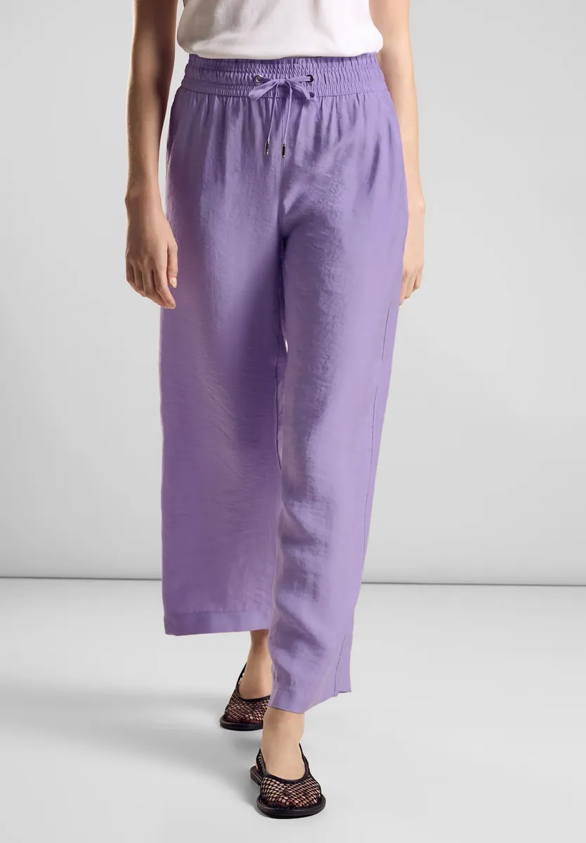 Брюки из ткани STREET ONE, завышенная талия, цвет Bellflower Lilac