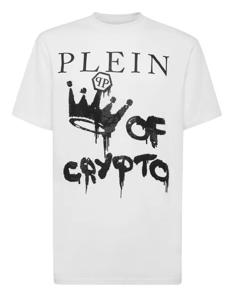Футболка с круглым вырезом SS с кристаллами Philipp Plein, цвет White / Black