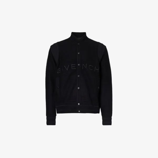 Шерстяная куртка varsity с вышитым логотипом Givenchy, черный