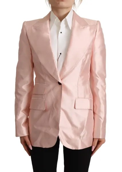 DOLCE - GABBANA Куртка Розовый атласный пиджак с длинными рукавами IT36/US2/XS Рекомендуемая розничная цена 3700 долларов США
