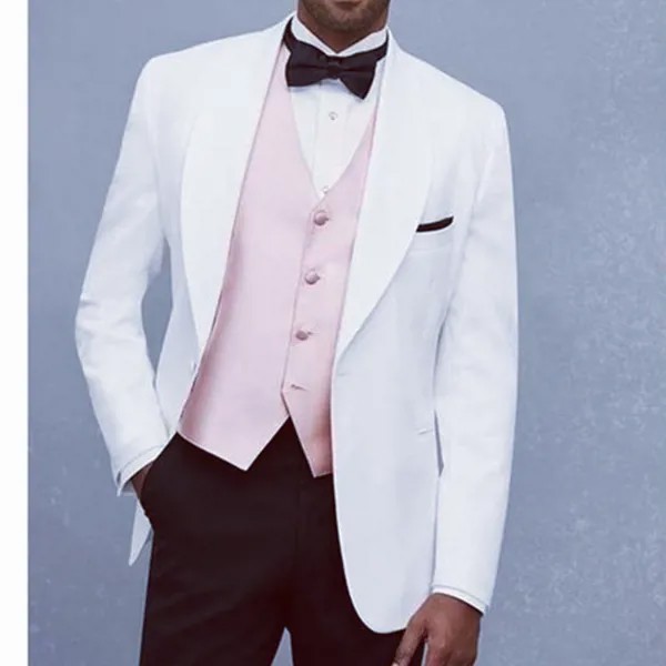 Новый индивидуальный Модный высококачественный красивый белый мужской костюм большого размера облегающий смокинг для шафера женская одеж...