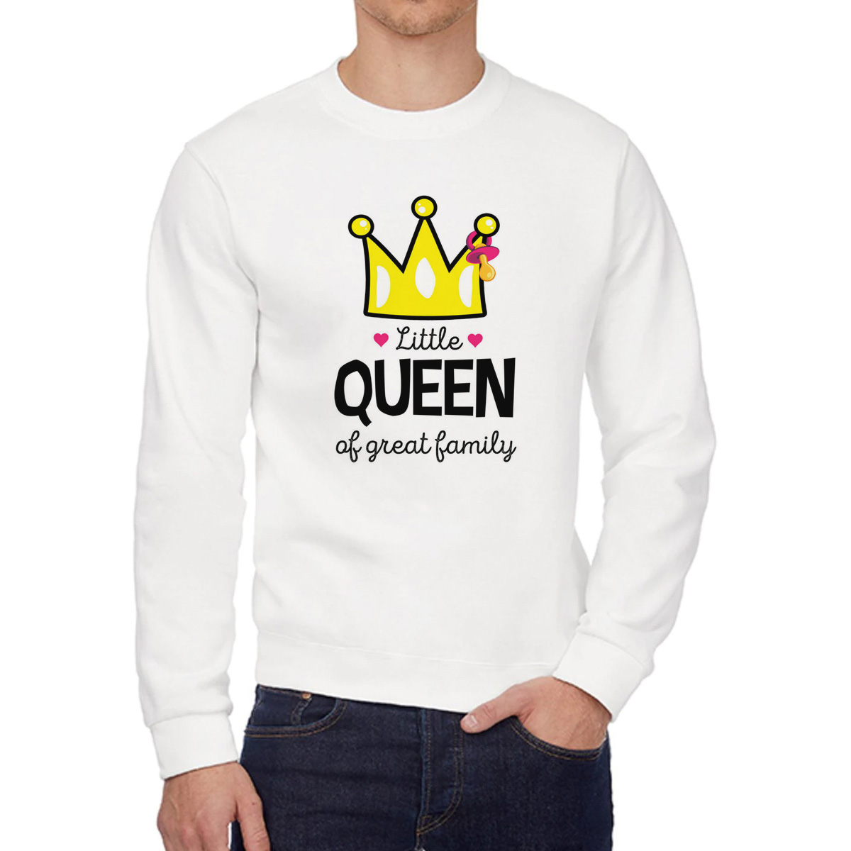 Свитшот женский CoolPodarok Little queen of great family белый 46 RU