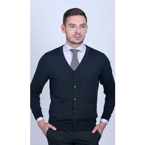 Кардиган Slava Zaitsev, шерсть, длинный рукав, силуэт прямой, средней длины, размер M, серый
