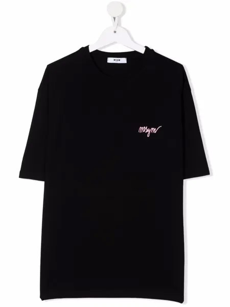 MSGM Kids футболка с вышитым логотипом