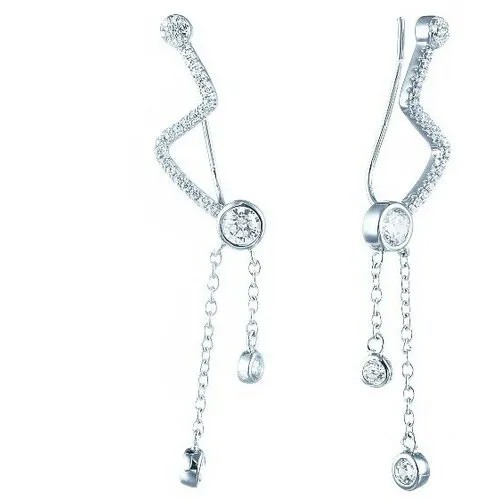 Серьги ELEMENT47, серебро, 925 проба, фианит