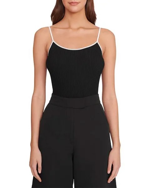 Хлопковый топ на бретельках Soleil STAUD, цвет Black