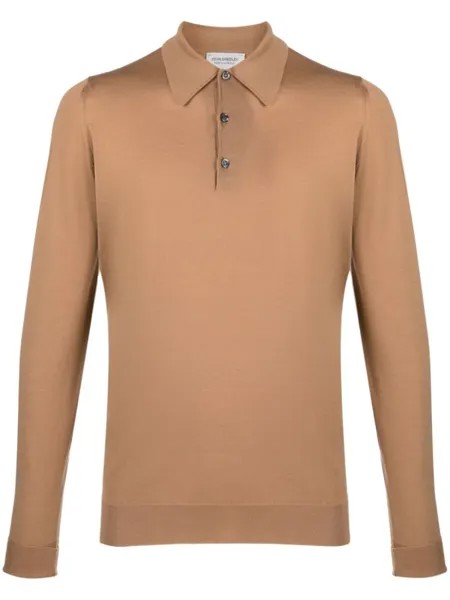 John Smedley шерстяная рубашка поло Dorset, коричневый