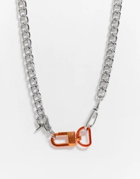 Серебристое массивное колье 10 мм с карабином ASOS DESIGN-Серебристый