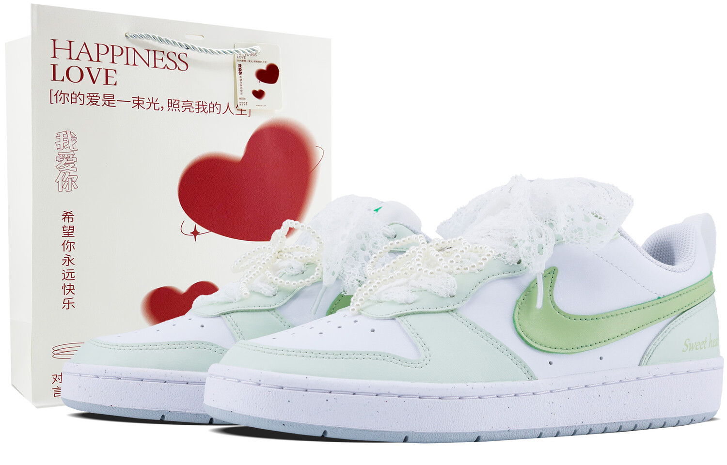 Кроссовки Nike Court Borough Skateboarding Shoes Women's Low-top Mint Green/white, мятно-зеленый