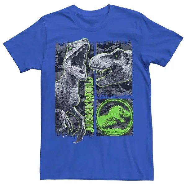 Мужская камуфляжная футболка Jurassic World Two Raptor T-Rex с царапинами Licensed Character