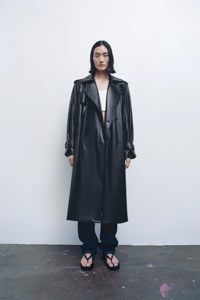 Тренч женский ZARA 04369041 черный XL (доставка из-за рубежа)