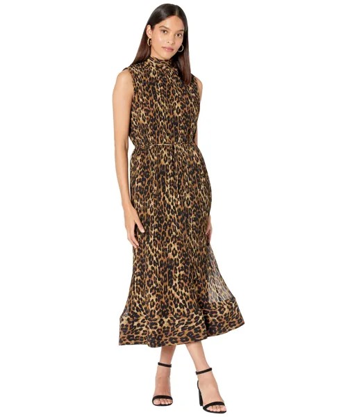 Платье MILLY, Meina Leopard Print Pleated Dress