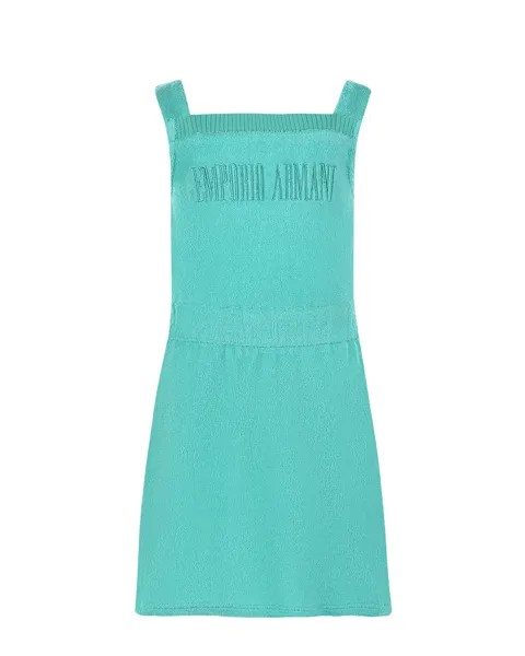 Бирюзовый сарафан с логотипом Emporio Armani детский