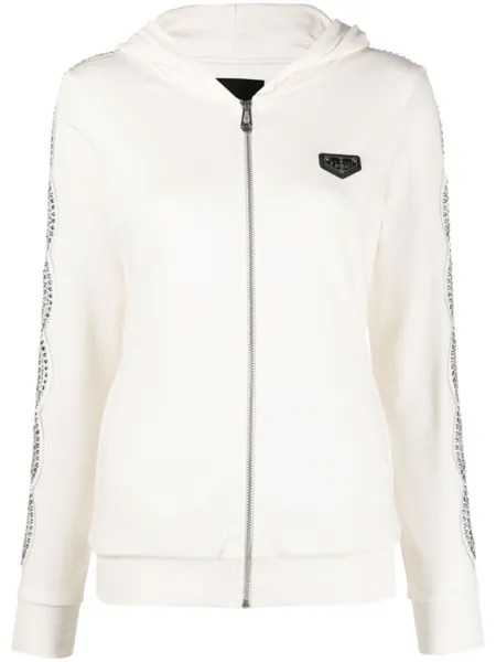 Philipp Plein худи с декором Crystal Cable, белый