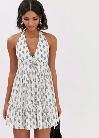 Ярусный сарафан мини с принтом пейсли ASOS DESIGN-Мульти
