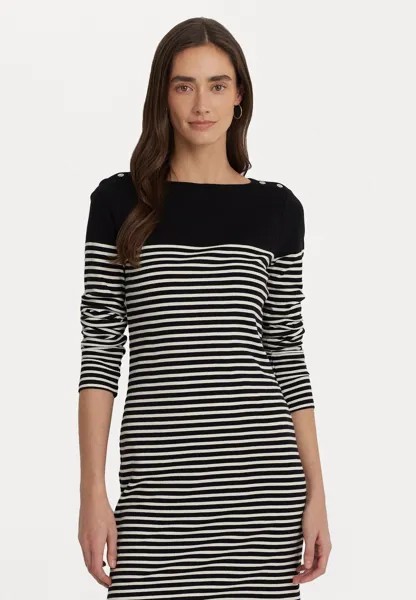 Трикотажное платье ZAKAREE LONG SLEEVE DAY DRESS Lauren Ralph Lauren, цвет black/mascarpone cream