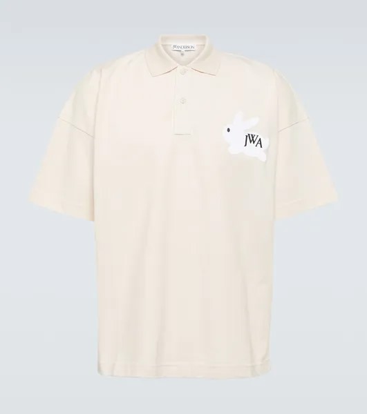 Рубашка-поло из хлопкового джерси с вышивкой JW Anderson, бежевый