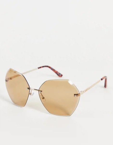 Большие коричневые солнцезащитные очки в шестиугольной оправе River Island-Коричневый цвет