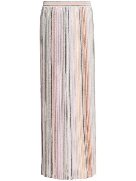 Missoni плиссированная юбка с пайетками, нейтральный цвет