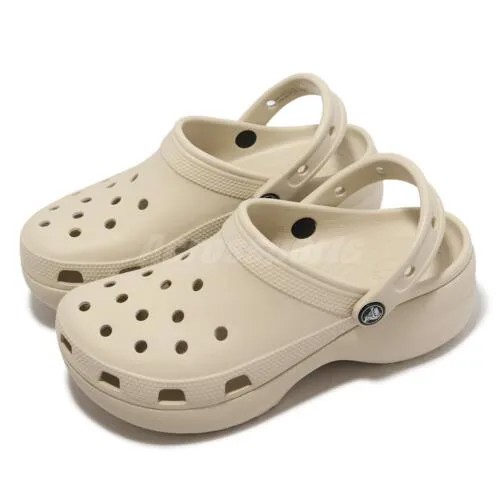 Crocs Classic Platform Clog W Bone Beige Women Slip On Sandal Slipper 206750-2Y2