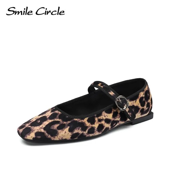 Бархат Мэри Джейн Балет Плоские женские туфли Леопардовый принт Удобные мягкие круглые туфли для женщин