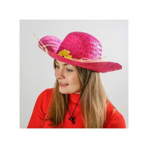 Карнавальная шляпа Кокетка с цветком цвет розовый