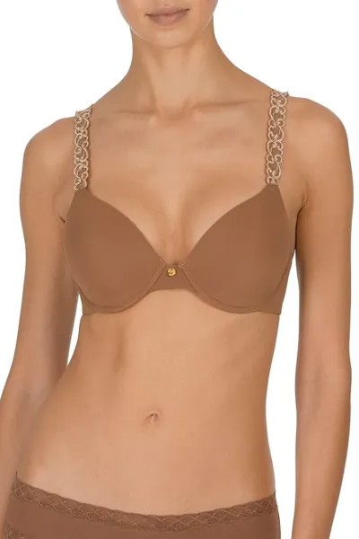 NATORI 732080 Бюстгальтер-футболка Dulce Pure Luxe Body с двойными косточками и кружевными ремешками 34DD