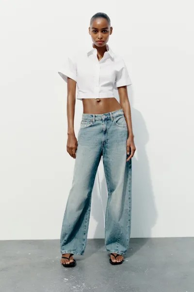 Тренч-рубашка с завязками на спине ZARA, белый