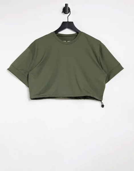 Свободная футболка с затягивающимся шнурком на нижней кромке ASOS 4505-Зеленый цвет