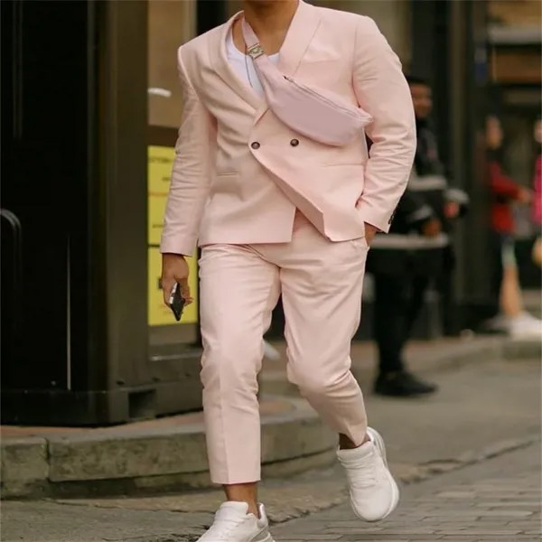 Новинка 2021, высококачественный индивидуальный Свадебный персиковый розовый мужской костюм, смокинг для мужчин, для самостоятельного культ...