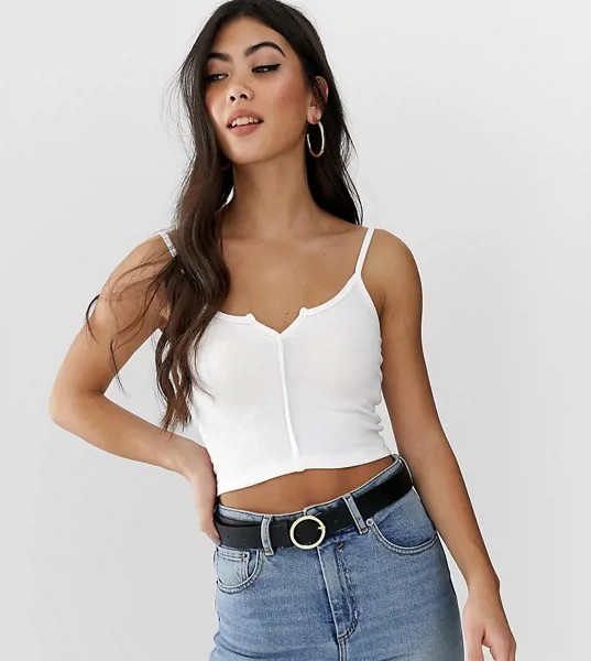 Белый кроп-топ на бретельках с разрезом ASOS DESIGN