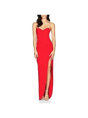 NOOKIE Женское красное длинное вечернее платье без рукавов с разрезом до бедра S