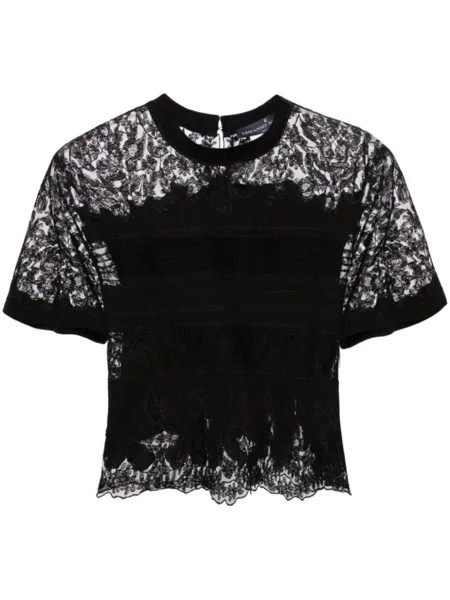 Ermanno Scervino укороченная футболка с кружевной вставкой, черный