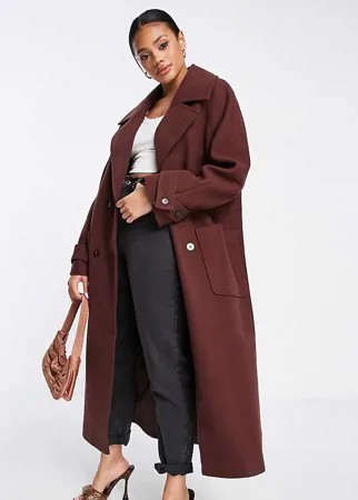 Шоколадное пальто мидакси в стиле oversized ASYOU-Зеленый цвет