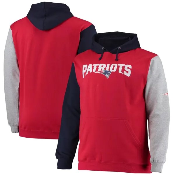 Мужской темно-синий/красный пуловер с капюшоном New England Patriots Big & Tall