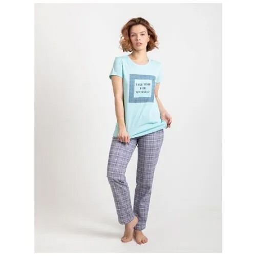 Комплект Lilians, брюки, футболка, короткий рукав, размер 88, голубой