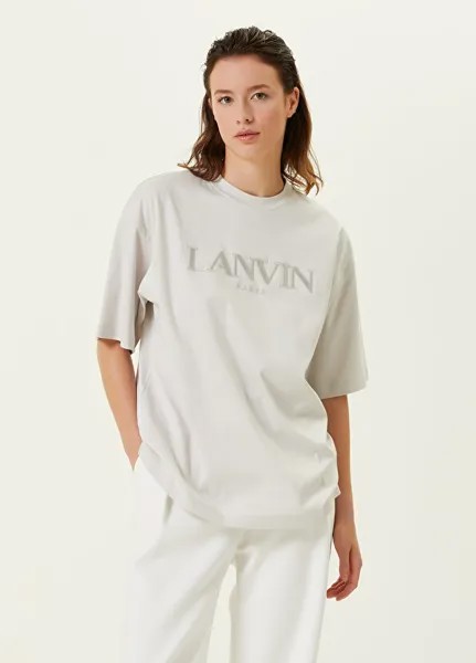 Серая футболка с круглым вырезом и логотипом Lanvin