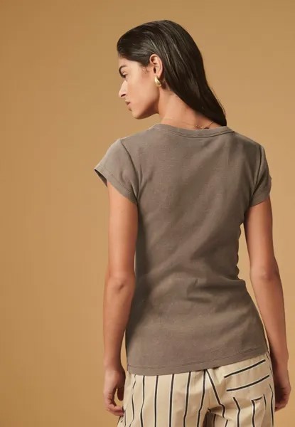 Базовая футболка SLIM FIT SCOOP NECK STRETCH SHORT SLEEVE Next, коричневый