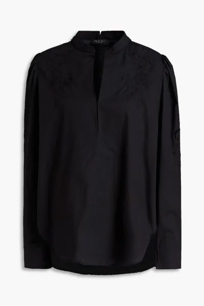 Хлопковая блузка Jade с английской вышивкой Rag & Bone, черный