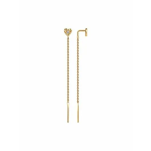 Серьги цепочки The Jeweller, красное золото, 585 проба, фианит, золотой