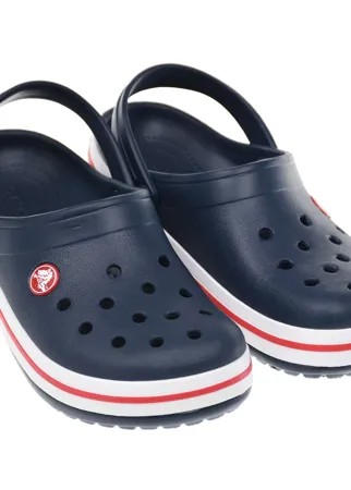 Синие сланцы на бело-красной подошве Crocs детские