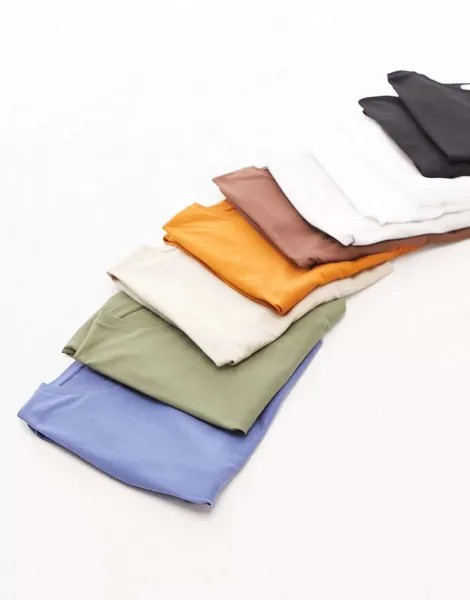 Пара классических футболок Topman из 10 цветов: черный, белый, светло-серый, камень, ржавчина, хаки, синий, коричневый