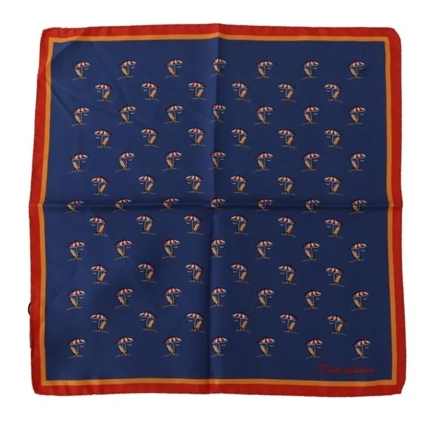 DOLCE - GABBANA Шарф 100% шелк, синий квадратный мужской носовой платок с принтом 30смX30см