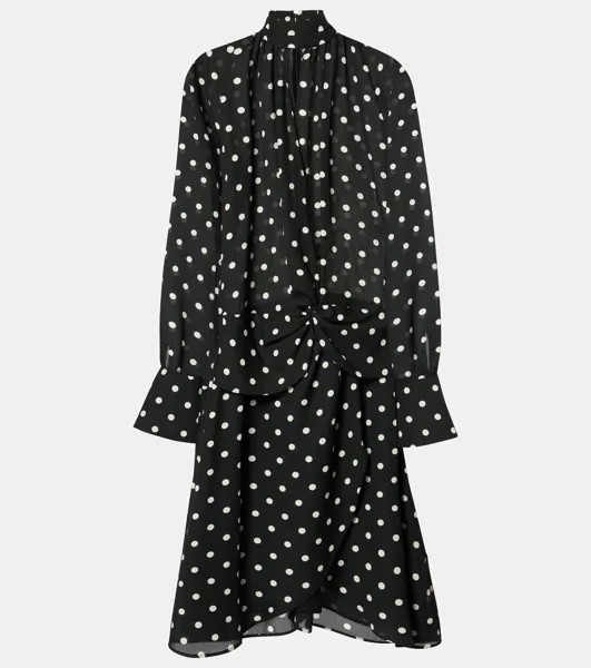 Платье миди в горошек со сборками Nina Ricci, цвет black with white dots