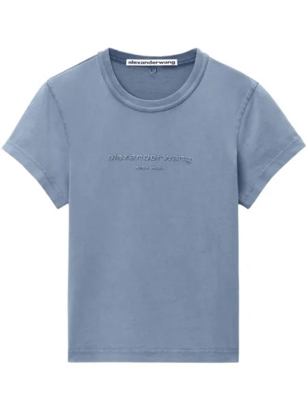 Alexander Wang футболка с логотипом-аппликацией, укороченная, синий
