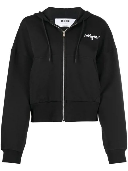MSGM худи на молнии с вышитым логотипом